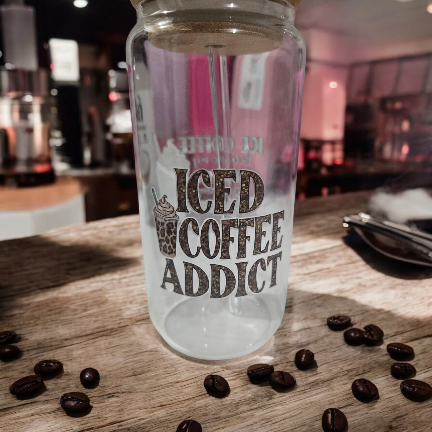 Iced Coffee addict glass tumbler